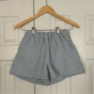 Brandy Melville / John Galt Boxer Shorts | Soft Casual | Light Blue Plaid